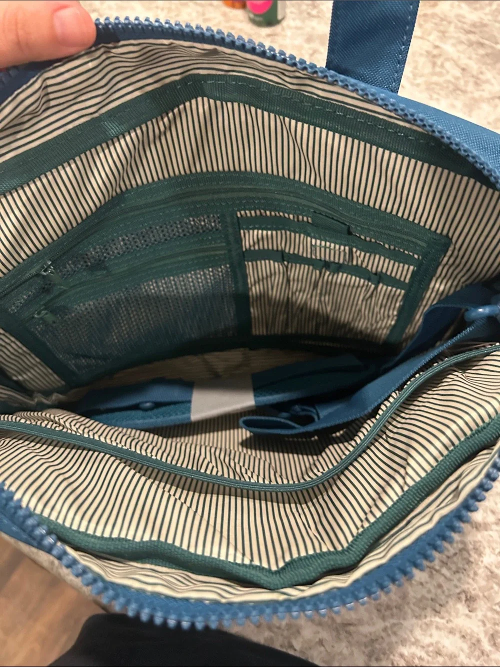Teal-laptop/electronic tote. -padded. With shoulder strap.